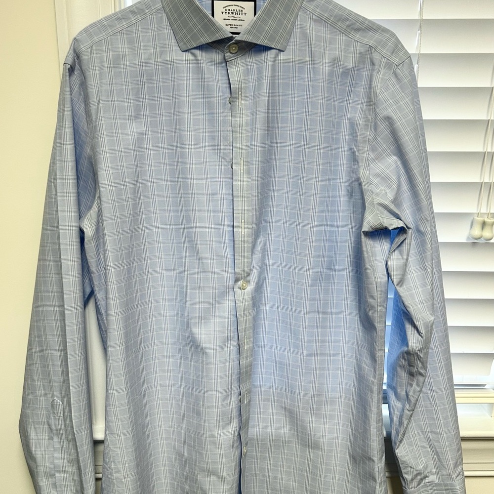 Charles Tyrwhitt Light Blue Plaid Dress Shirt